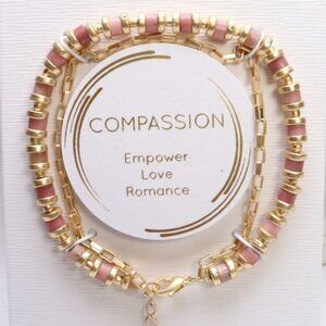 UNWRITTEN Bracelet 14K Gold Plated Stone Adjustable Bracelet in Pink Tones